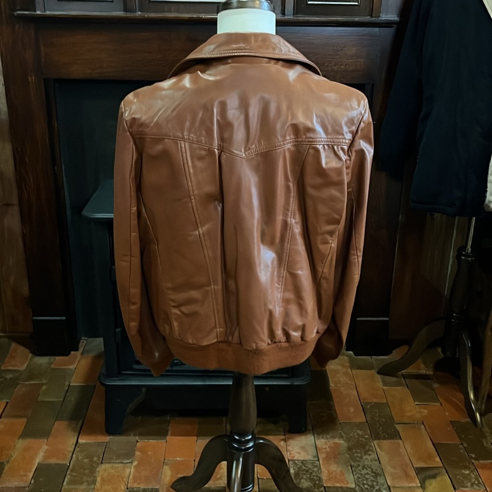 MEN 42 JACKET LEATHER Cresco chesnut color leather jacket with liner 1217 - Picture 4 of 9